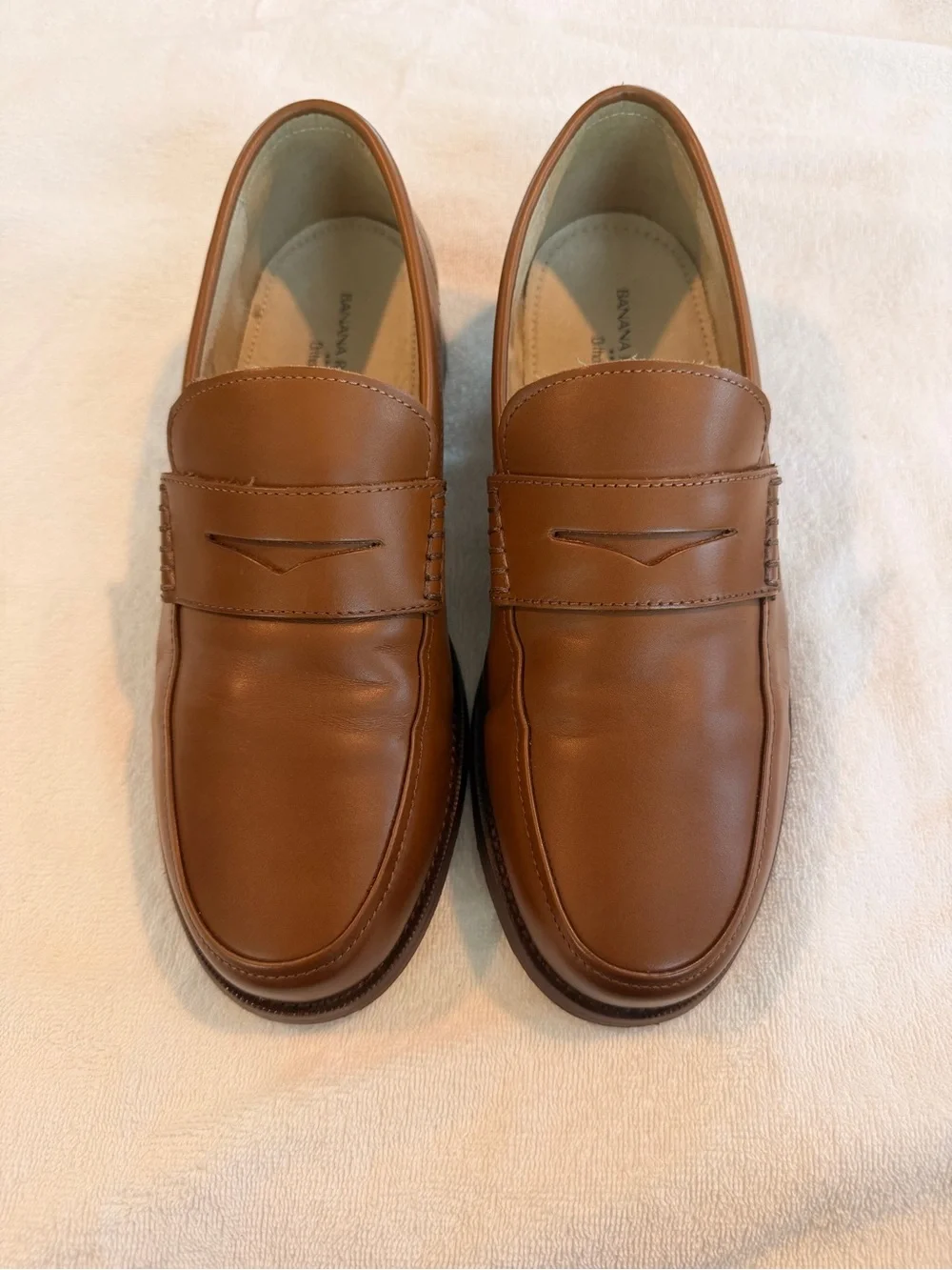 Banana Republic Leather Penny Loafers Cognac Brown Men’s Size 9.5 Ortholite
